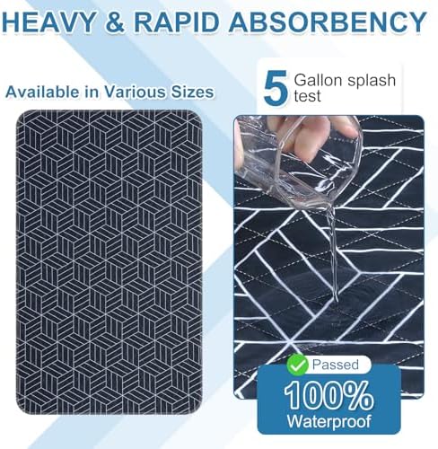 OUTCREATOR Washable Bed Pads 34x56 Pack of 2 Navy Blue