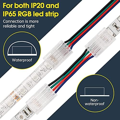 GXILEE 4 Pin LED Strip Connector 10 Pack with 164ft Extension Cable