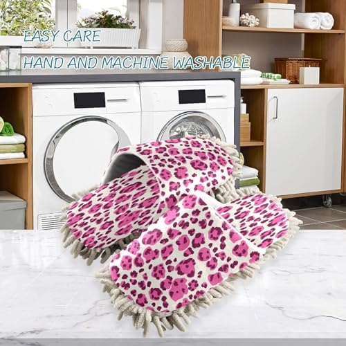 Zhirexin Leopard Mop Slippers for House Cleaning
