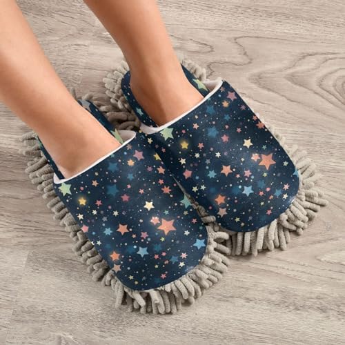 Zhirexin Colorful Stars Microfiber Mop Slippers