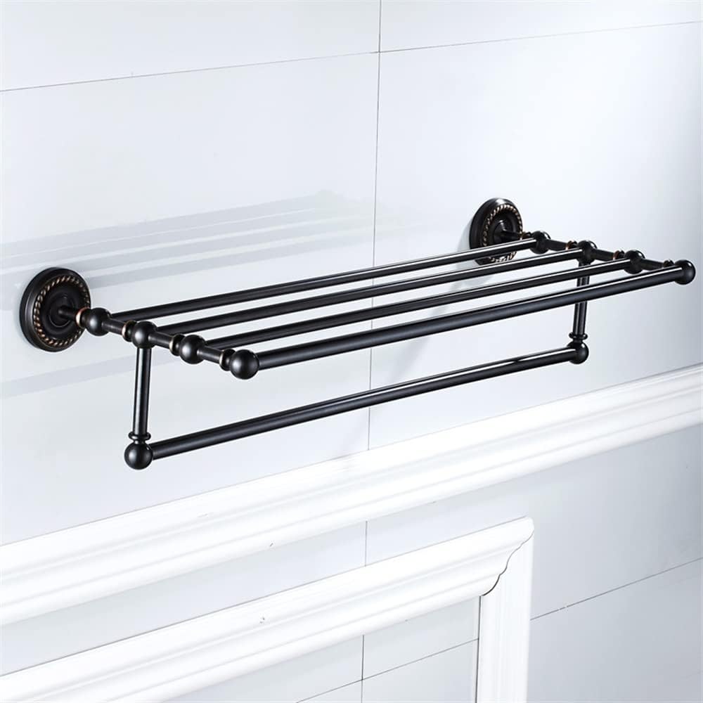 ANNBKA Black Brass Towel Rack Wall Mount