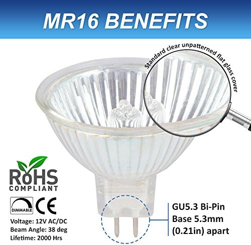Simba Lighting Halogen MR16 20W 12V Bulbs 10 Pack Dimmable Warm White