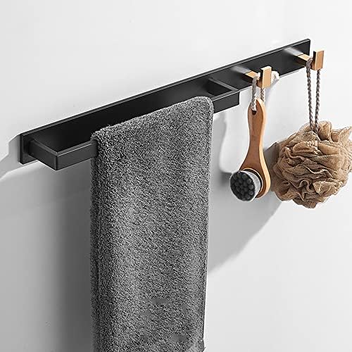 ANNBKA 50cm Towel Bar with 2 Hooks Matte Black 1
