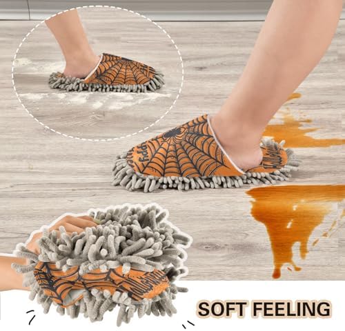 Zhirexin Halloween Black Web Cleaning Slippers