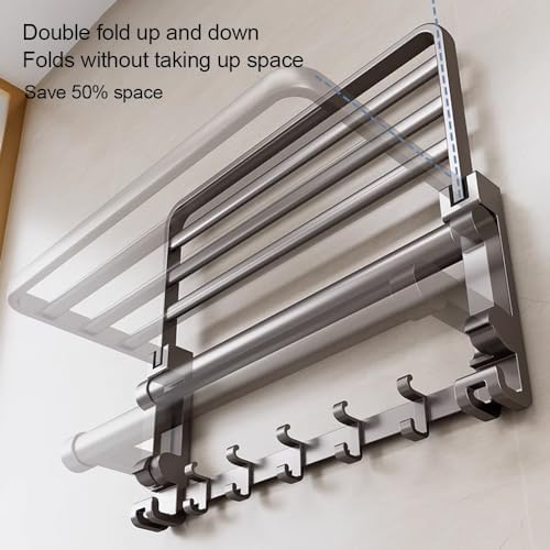 ANNBKA Foldable Towel Bar Black 50cm Wall Mounted