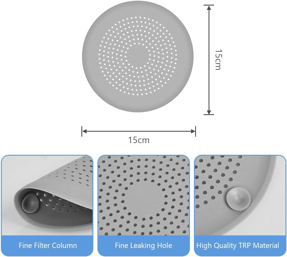 2 Pack Silicone Drain Cover Hair Catcher with Strong Suction Cups