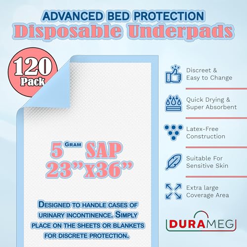 Durameg Chucks Pads Disposable 120-Pack for Adults Kids