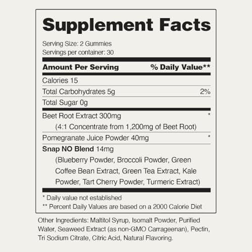 Snap Supplements Nitric Oxide Beet Root Gummies - 180 Count