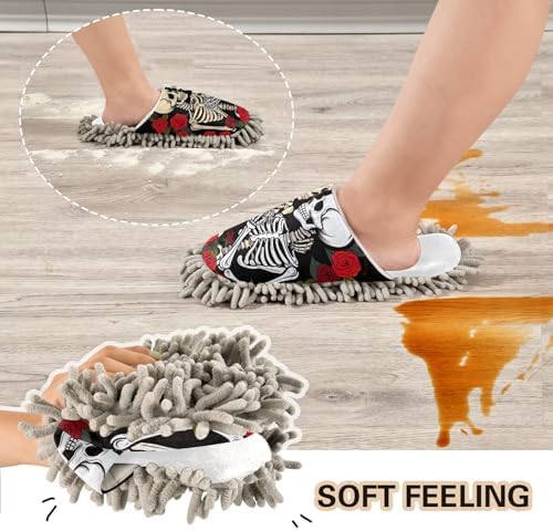 White Roses Mop Slippers with Soft Chenille Sole