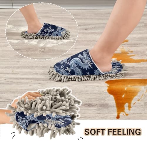 Zhirexin Blue Dragons Microfiber Mop Slippers 1