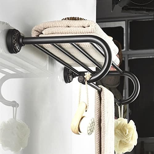 ANNBKA Towel Shelf Pendant Brass Black Antique Double Layer Towel Holder