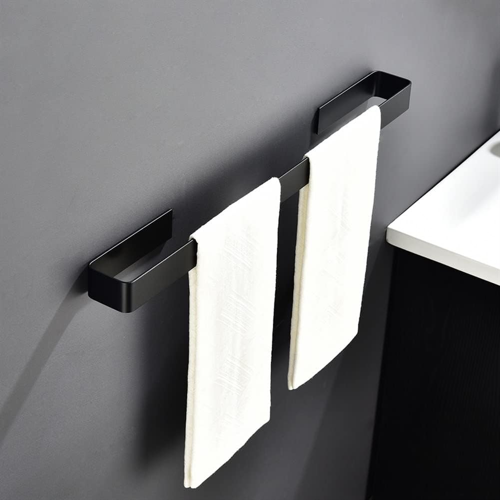 ANNBKA Aluminum Towel Bar Black Towel Holder No Drill Wall Mount