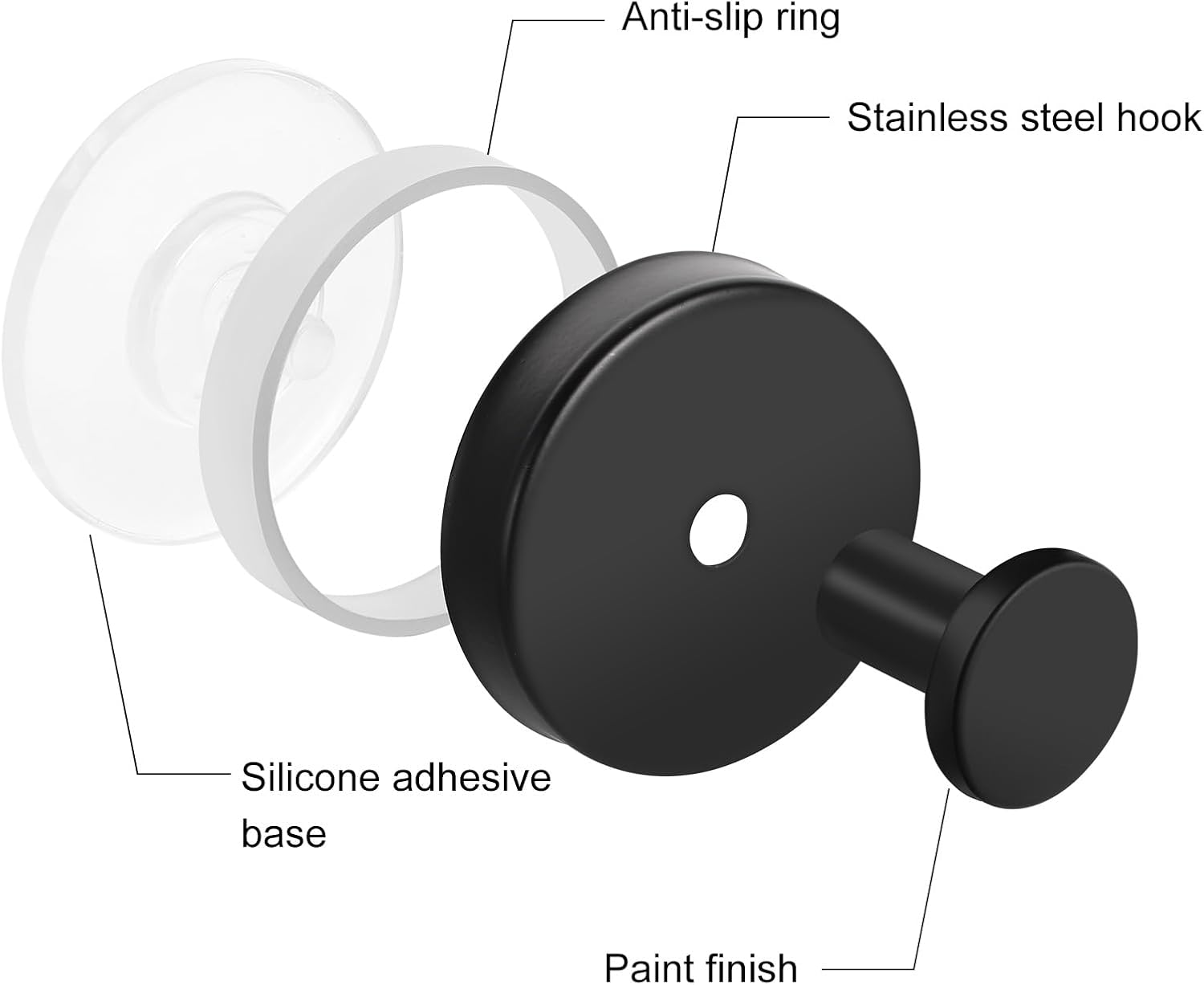 Dntorx Vacuum Suction Cup Hooks 2 Pack Black 1