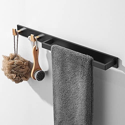 ANNBKA 50cm Towel Bar with 2 Hooks Matte Black 1