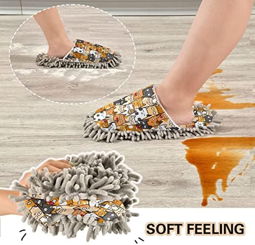 DOMIKING Mop Slippers for Floor Cleaning with Microfiber Sole