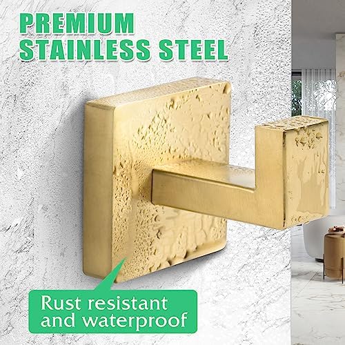 Fenas Towel Hooks 2 Pack Brushed Gold Stainless Steel 1