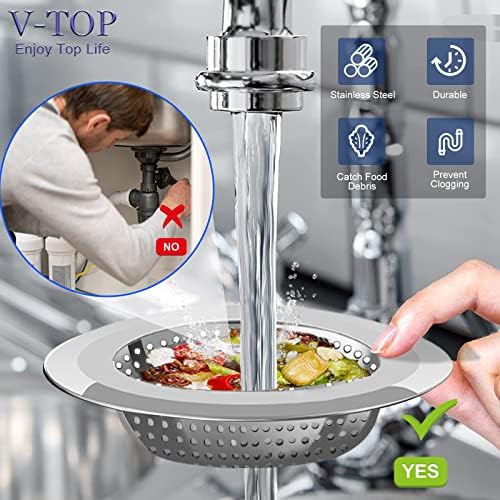 V-TOP 4 Pack Stainless Steel Black Mesh Kitchen Sink Strainers