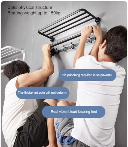 ANNBKA Foldable Towel Bar Black 50cm Wall Mounted