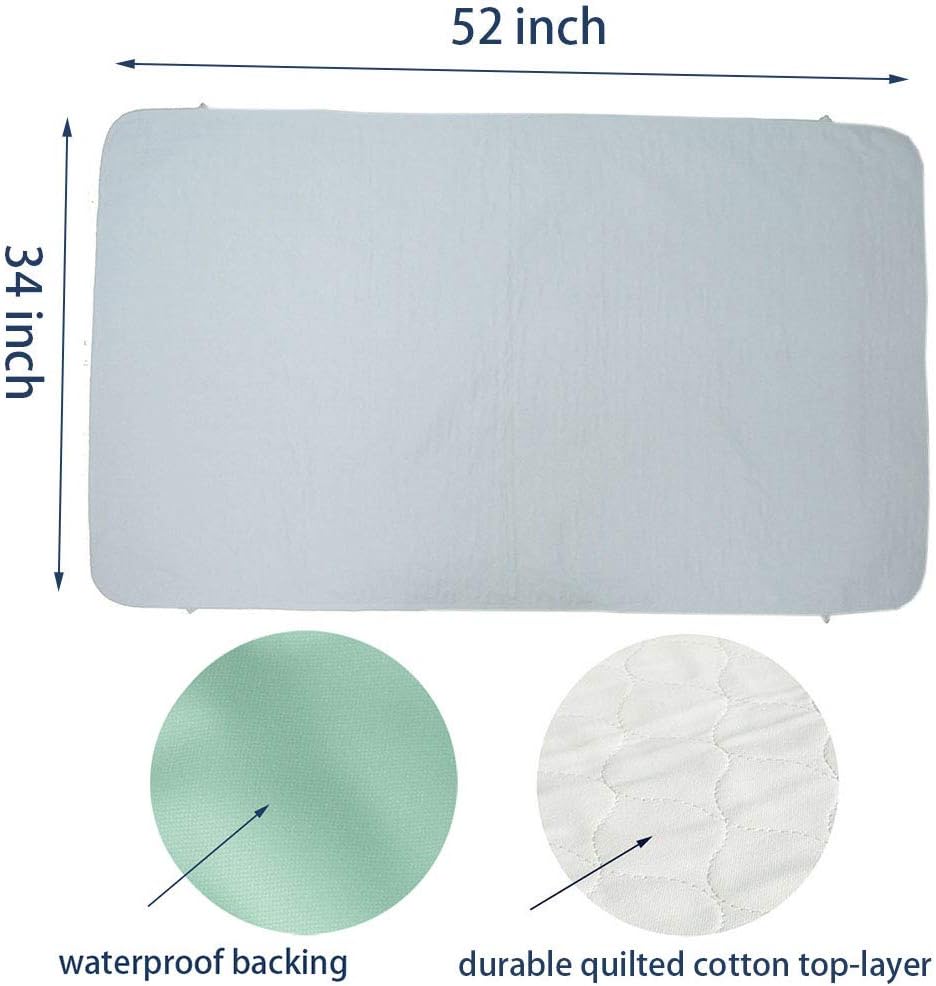 Careboree Reusable Cotton Bed Pad 34X52 2-Pack Underpad for Mattress