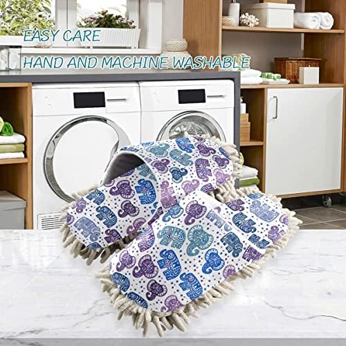 DOMIKING Elephants Mop Slippers for Women and Men