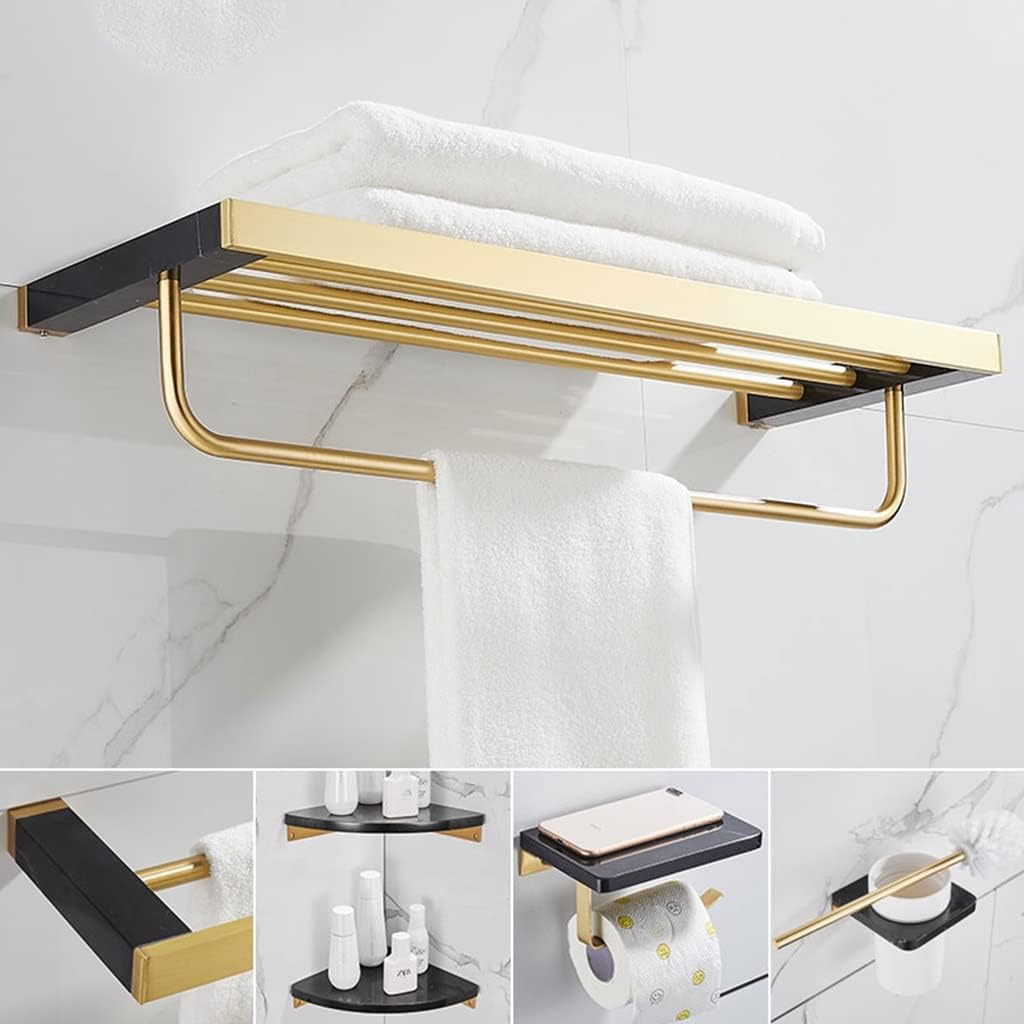 ANNBKA Bathroom Hardware Set with Marble Brass Towel Bar and All Copper Tripod