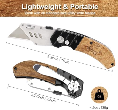 Vickay Utility Knife with Belt Clip and 5 SK5 Blades 1