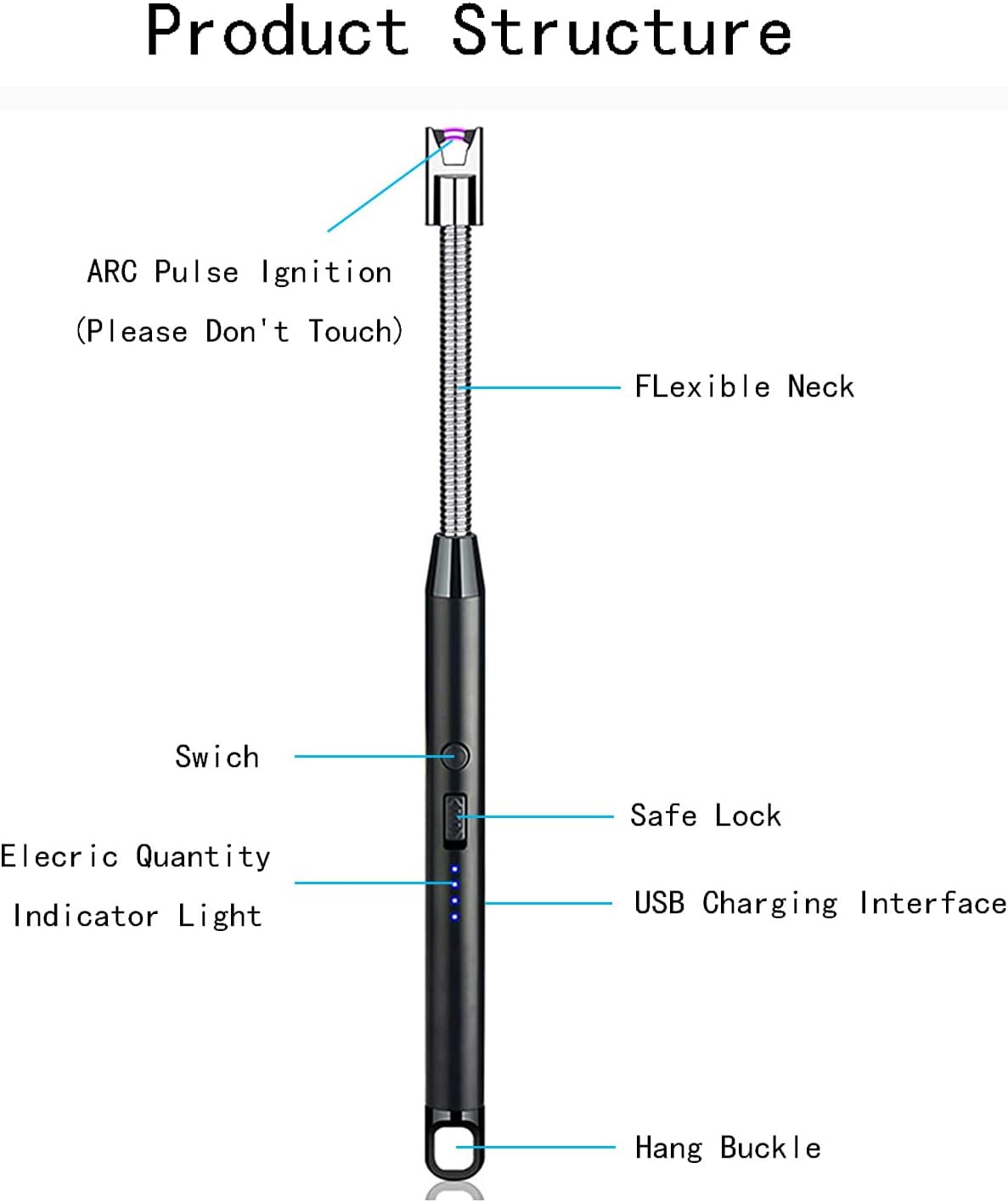 Vidisan Rechargeable Candle Lighter and Wick Trimmer Set - Black