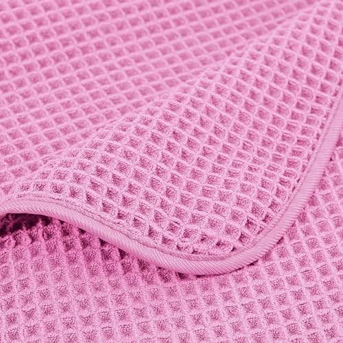POLYTE Microfiber Bath Towel 60x30 in 4 Pack Pink Waffle Weave