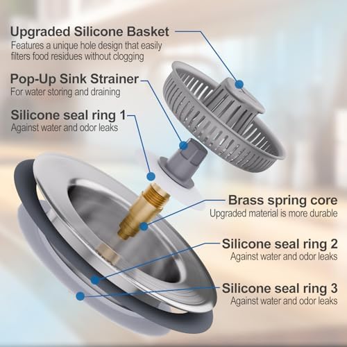 3 in 1 Universal Kitchen Sink Drain Strainer Stopper