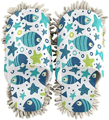 DOMIKING Mopping Slippers with Microfiber Sole for Women Men