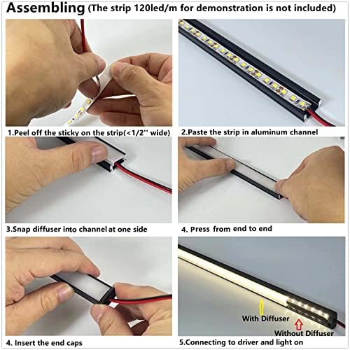 LED Strip Black U Channel Diffuser 10 Pack 656FT