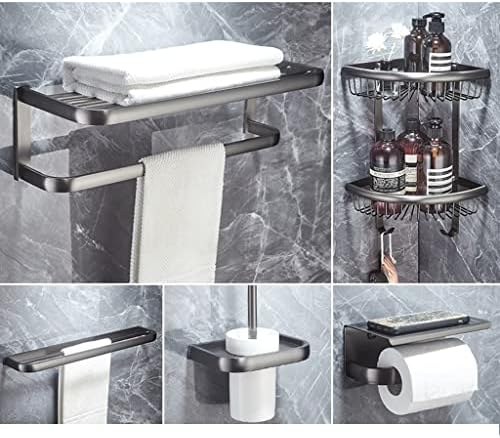 Full Copper Gray Bathroom Hardware Set with Towel Rail and Robe Hooks
