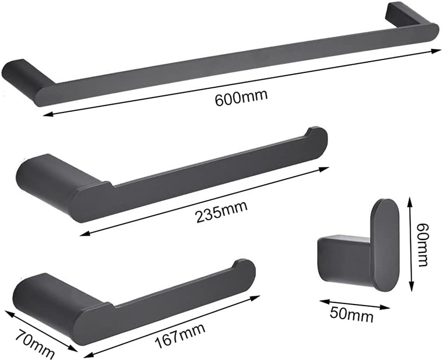 Sturdy Matt Black Towel Rail with Hooks for Bathroom and Kitchen