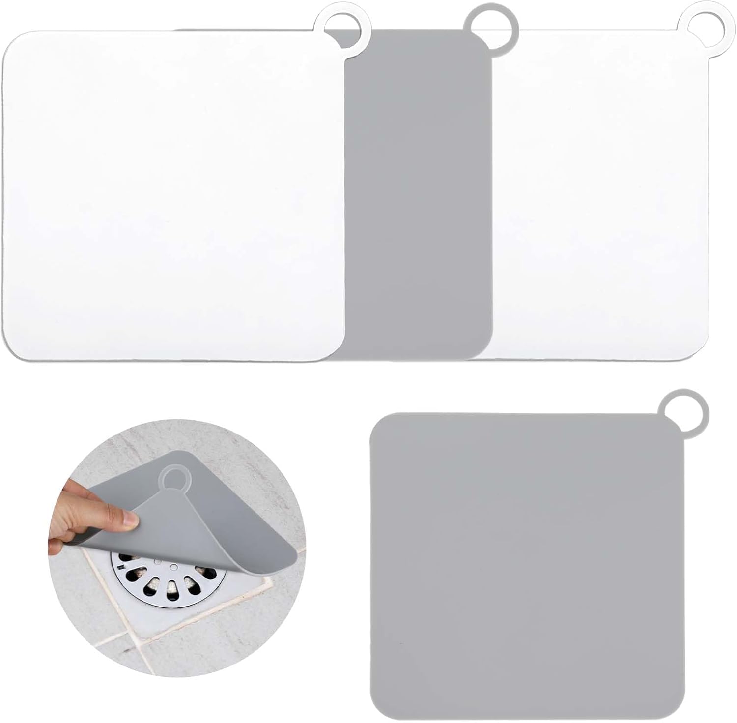 Abeillo 4 Pcs Silicone Drain Covers 47x47in 2 White 2 Grey
