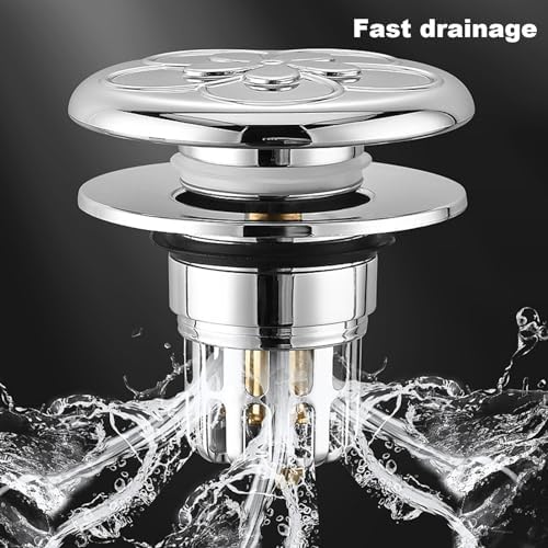 Qinlenyan 2-in-1 Brass Drain Strainer Stopper