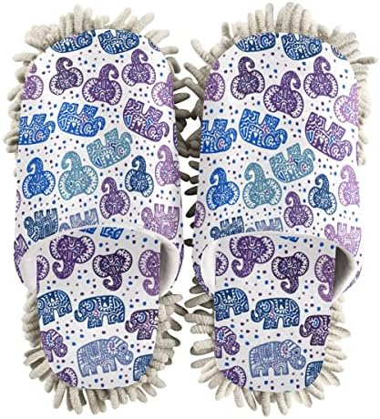 DOMIKING Elephants Mop Slippers for Women and Men