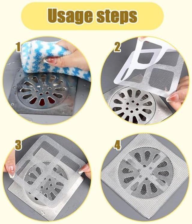 Disposable Shower Drain Hair Catcher 4x4in White 10 Pack
