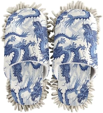 Zhirexin Blue Dragons Microfiber Mop Slippers for Men Women 1