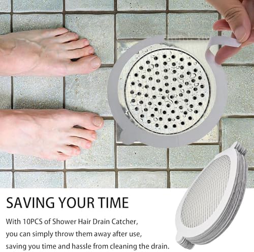10PCS Drain Stickers Hair Catcher for Shower and Bathtub