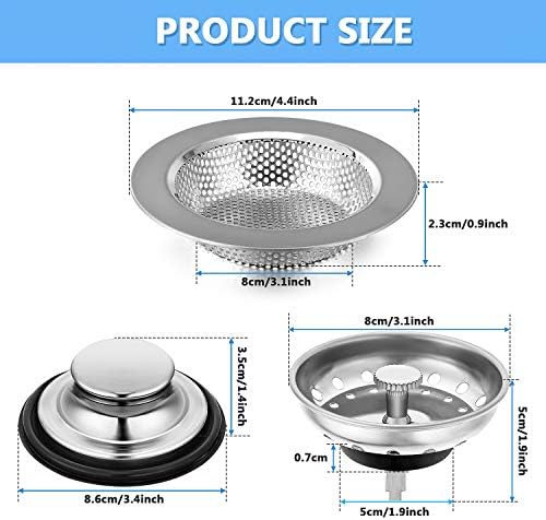 Mudder 3 Pcs Universal Sink Drain Strainer Set