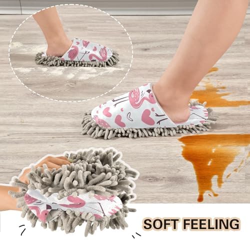 Zhirexin Flamingo Mop Slippers for House Cleaning
