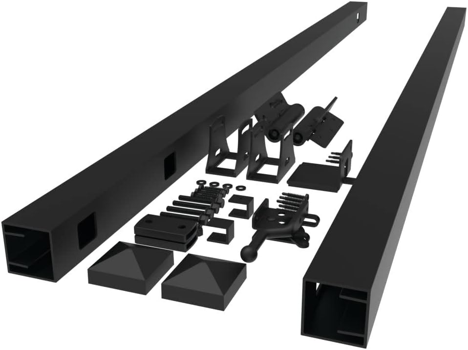 5-Ft 3 Rail Aluminum Fence Adjustable Gate Kit Black