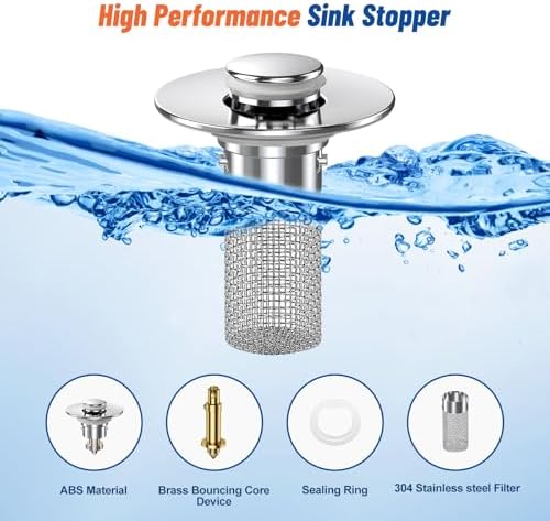 Bathroom Sink Stopper Hair Catcher with Pop Up Mechanism 1Pcs Universal Replacement