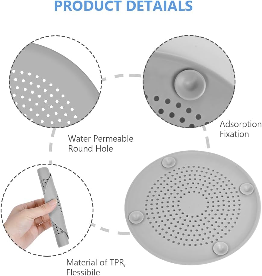 2 Pack Silicone Drain Cover Hair Catcher with Strong Suction Cups