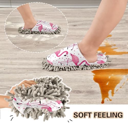 Zhirexin Flamingo Microfiber Mop Slippers for Men Women 1