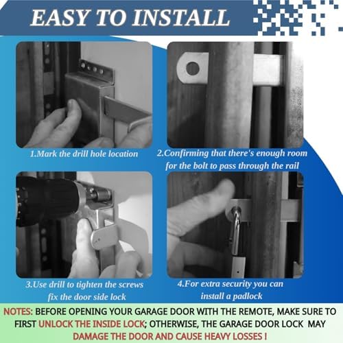 Renugaley 2 Pack Heavy Duty Garage Door Side Lock