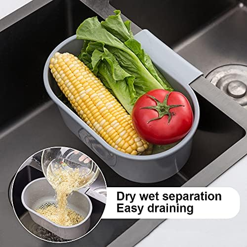 Kitchen Sink Drain Strainer Basket with Dry Wet Separation - Grey