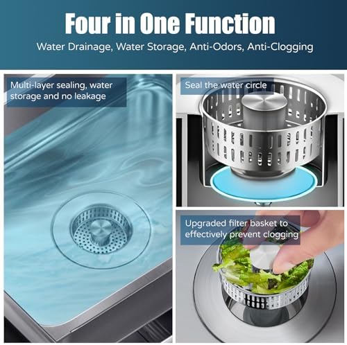 WEEKUU 4 in 1 Stainless Steel Sink Strainer with Copper Bounce 1