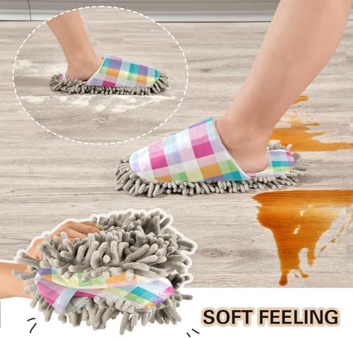 Zhirexin Colorful Stripes Microfiber Cleaning Slippers