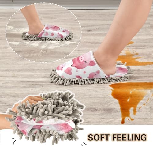 Zhirexin Mop Slippers Microfiber Dusting Shoes for Men Women
